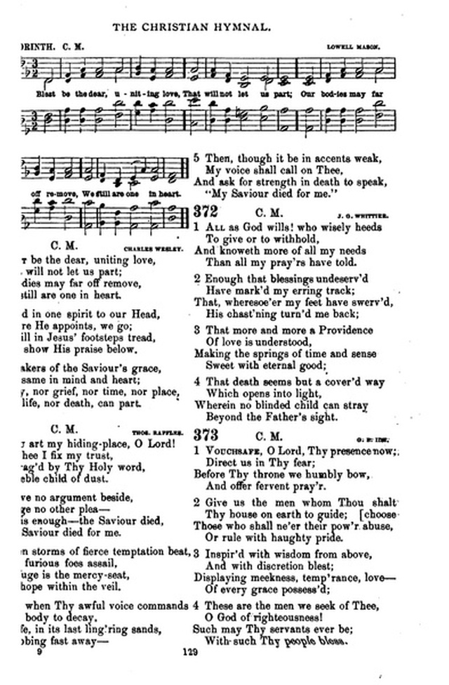 The Christian hymnal: a collection of hymns and tunes for congregational and social worship; in two parts (Rev.) page 129