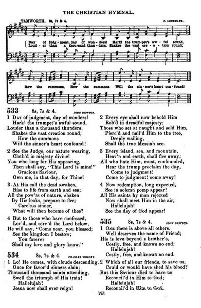 The Christian hymnal: a collection of hymns and tunes for congregational and social worship; in two parts (Rev.) page 187