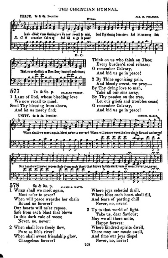 The Christian hymnal: a collection of hymns and tunes for congregational and social worship; in two parts (Rev.) page 208