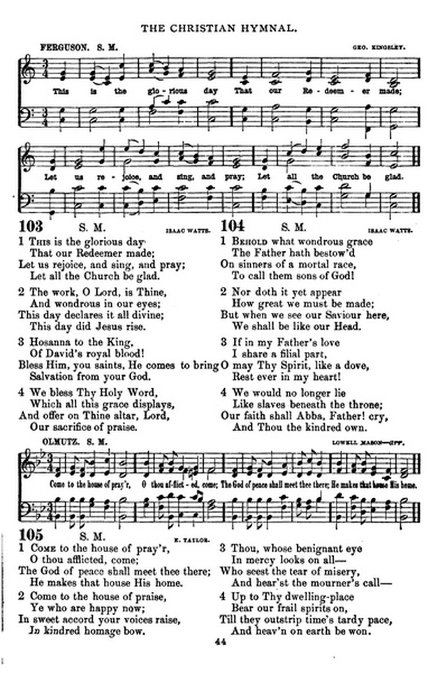 The Christian hymnal: a collection of hymns and tunes for congregational and social worship; in two parts (Rev.) page 44