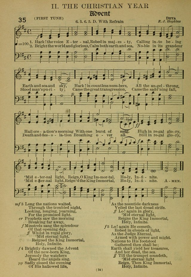 The Church Hymnal: containing hymns approved and set forth by the general conventions of 1892 and 1916; together with hymns for the use of guilds and brotherhoods, and for special occasions (Rev. ed) page 35