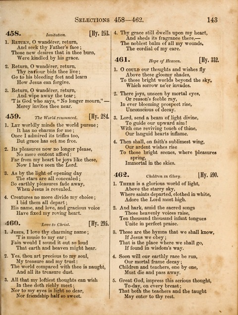 Congregational Hymn and Tune Book; containing the Psalms and Hymns of the General Association of Connecticut, adapted to Suitable Tunes page 143