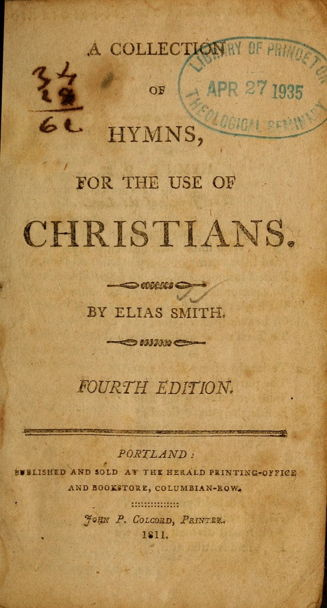 A Collection of Hymns for the Use of Christians. (4th ed.) page 1