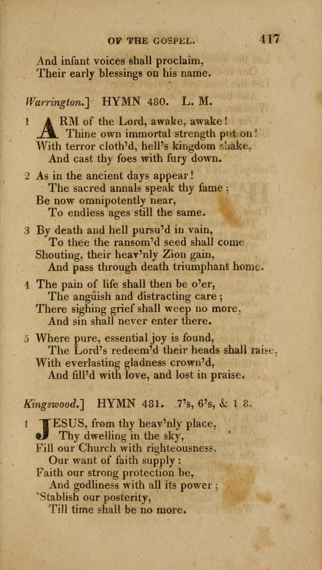 A Collection of Hymns for the Use of the Methodist Episcopal Church: Principally from the Collection of the Rev. John Wesley. M. A. page 422