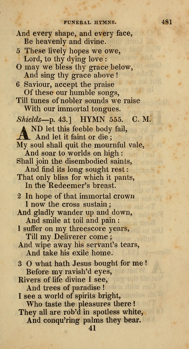 A Collection of Hymns for the Use of the Methodist Episcopal Church: principally from the collection of  Rev. John Wesley, M. A., late fellow of Lincoln College, Oxford; with... (Rev. & corr.) page 481