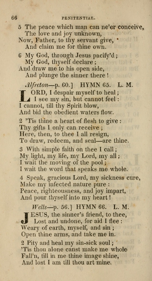 A Collection of Hymns for the Use of the Methodist Episcopal Church: principally from the collection of  Rev. John Wesley, M. A., late fellow of Lincoln College, Oxford; with... (Rev. & corr.) page 66