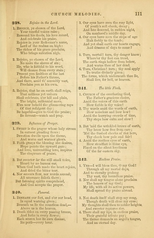 Church Melodies: collection of psalms and hymns, with appropriate music. For the use of congregations. page 111