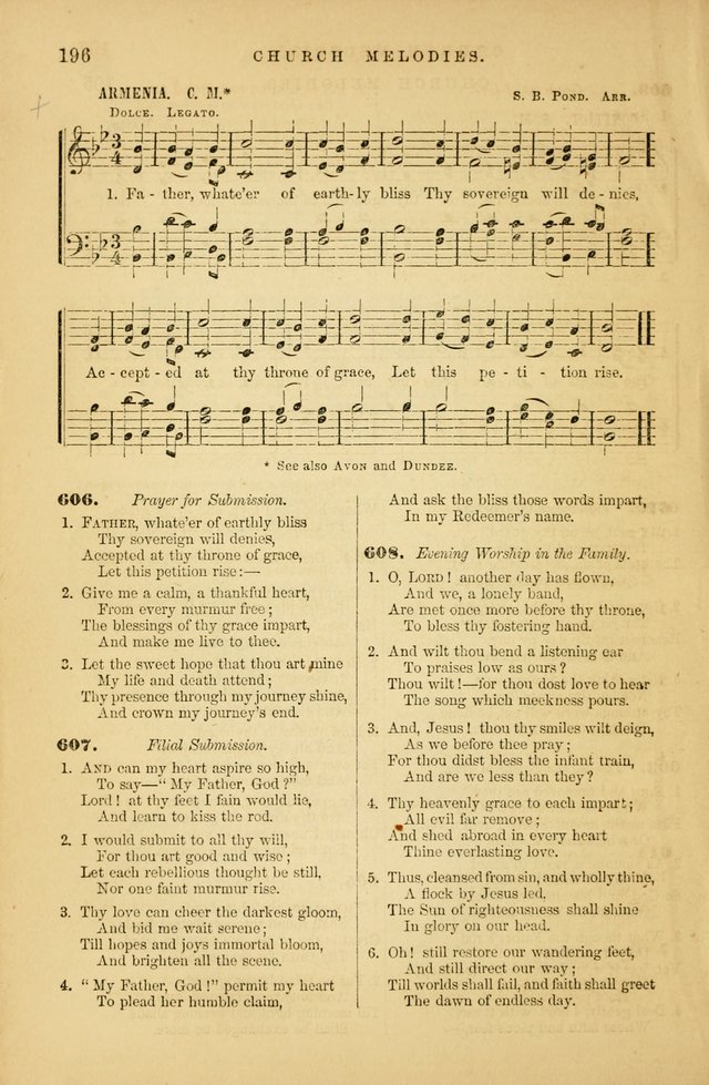 Church Melodies: collection of psalms and hymns, with appropriate music. For the use of congregations. page 196