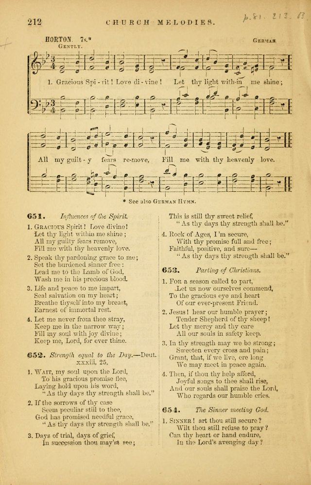 Church Melodies: collection of psalms and hymns, with appropriate music. For the use of congregations. page 212