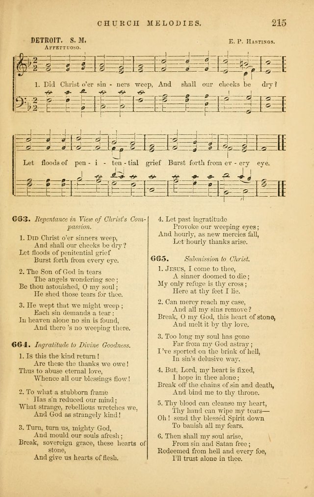 Church Melodies: collection of psalms and hymns, with appropriate music. For the use of congregations. page 215