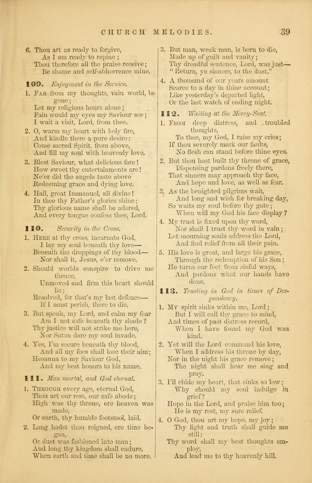 Church Melodies: collection of psalms and hymns, with appropriate music. For the use of congregations. page 39