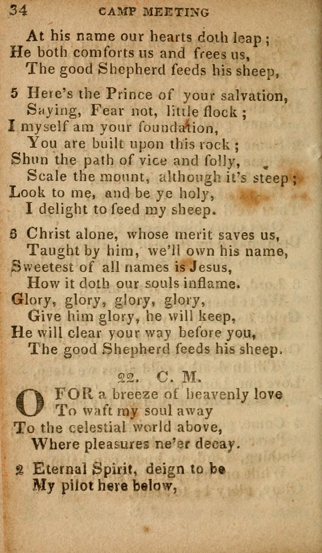The Camp Meeting Hymn Book: containing the most approved hymns and spiritual songs Used by the Methodist Connexion in the United States page 34