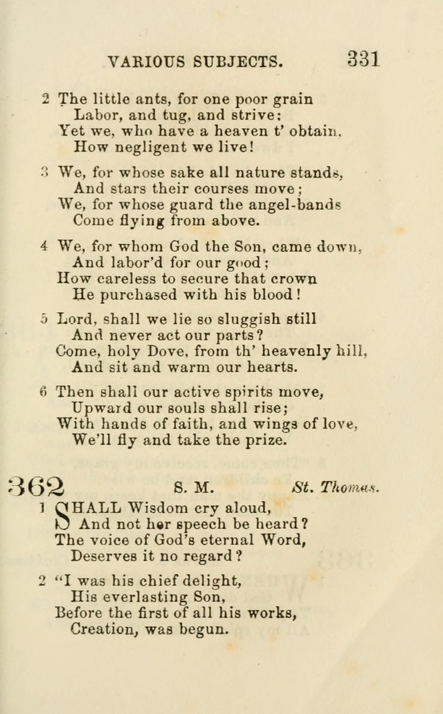 A Collection of Psalms, Hymns, and Spiritual Songs: suited to the various occasions of public worship and private devotion of the church of Christ: with an appendix of  German hymns page 331