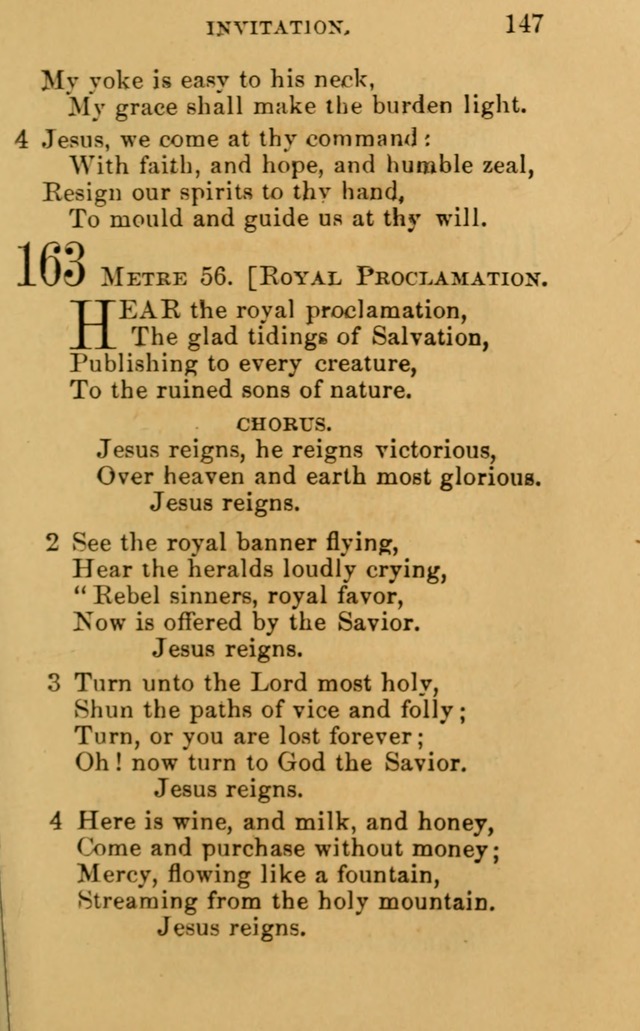 A Collection of Psalms, Hymns, and Spiritual Songs: suited to the various occasions of public worship and private devotion, of the church of Christ (6th ed.) page 147