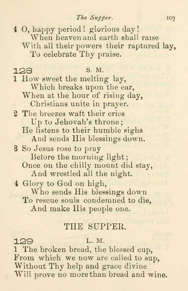 A Choice Selection of Hymns and Spiritual Songs for the use of the Baptist Church and all lovers of song page 106