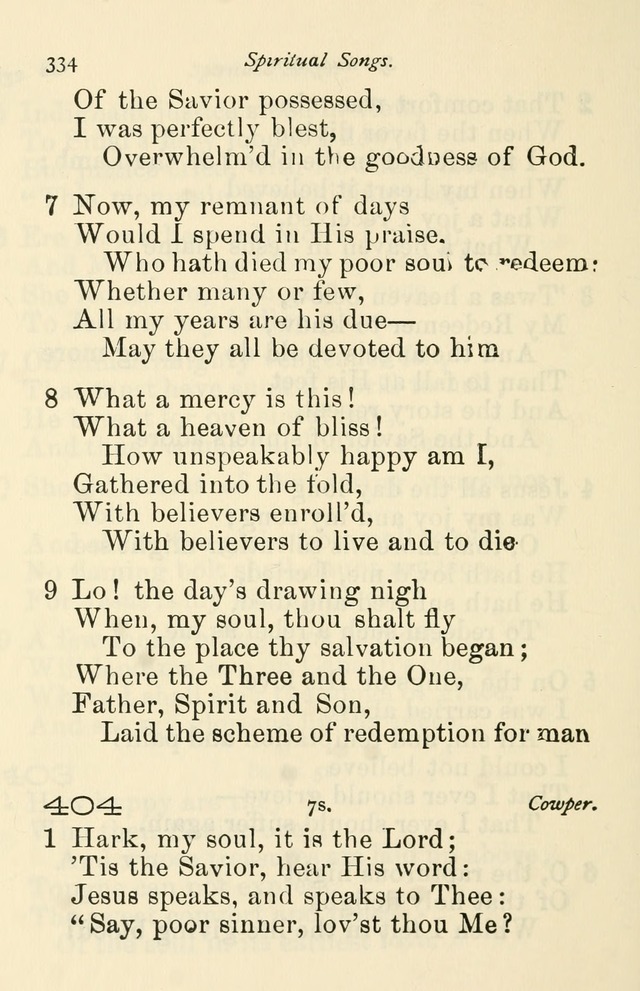 A Choice Selection of Hymns and Spiritual Songs for the use of the Baptist Church and all lovers of song page 337