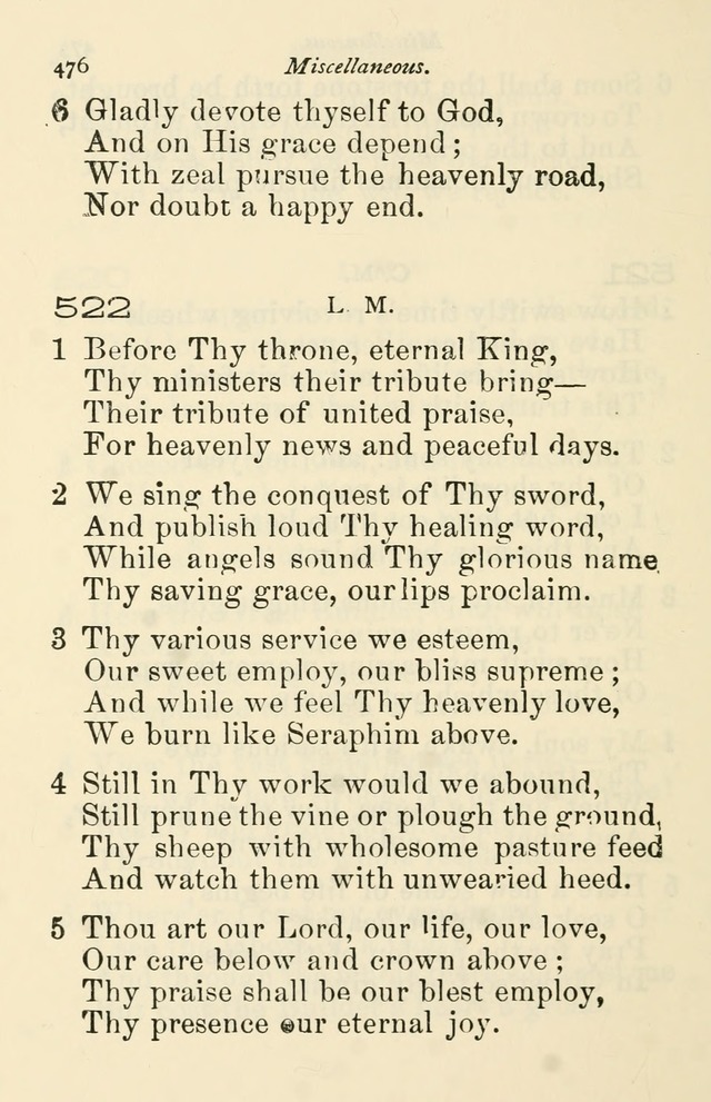 A Choice Selection of Hymns and Spiritual Songs for the use of the Baptist Church and all lovers of song page 479