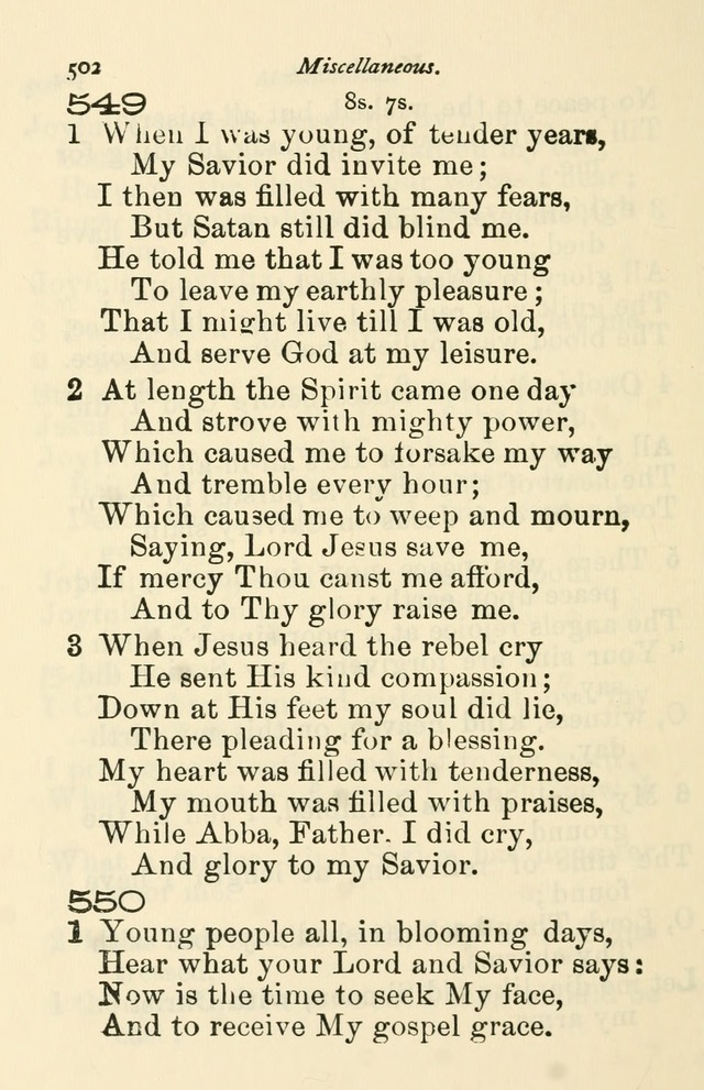 A Choice Selection of Hymns and Spiritual Songs for the use of the Baptist Church and all lovers of song page 505