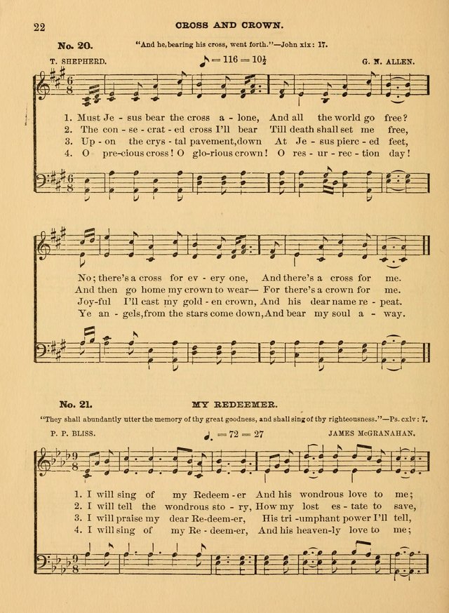 The Christian Sunday School Hymnal: a compilation of choice hymns and tunes for Sunday schools page 22
