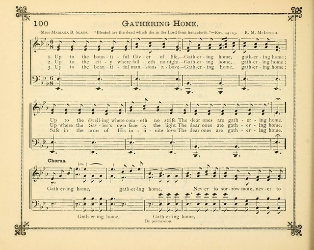 Carols of Joy: choice collection of songs and hymns for the Sunday School, Bible class, and the Home Circle to which has been added an easy method of Rudimental Instruction in Music, for Weekday Study page 100