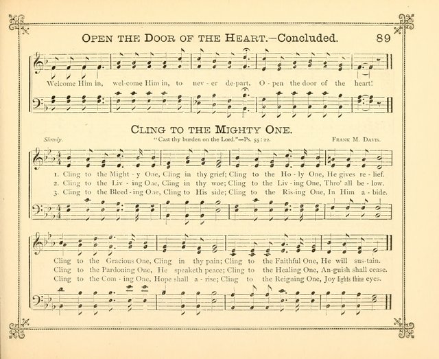 Carols of Joy: choice collection of songs and hymns for the Sunday School, Bible class, and the Home Circle to which has been added an easy method of Rudimental Instruction in Music, for Weekday Study page 89