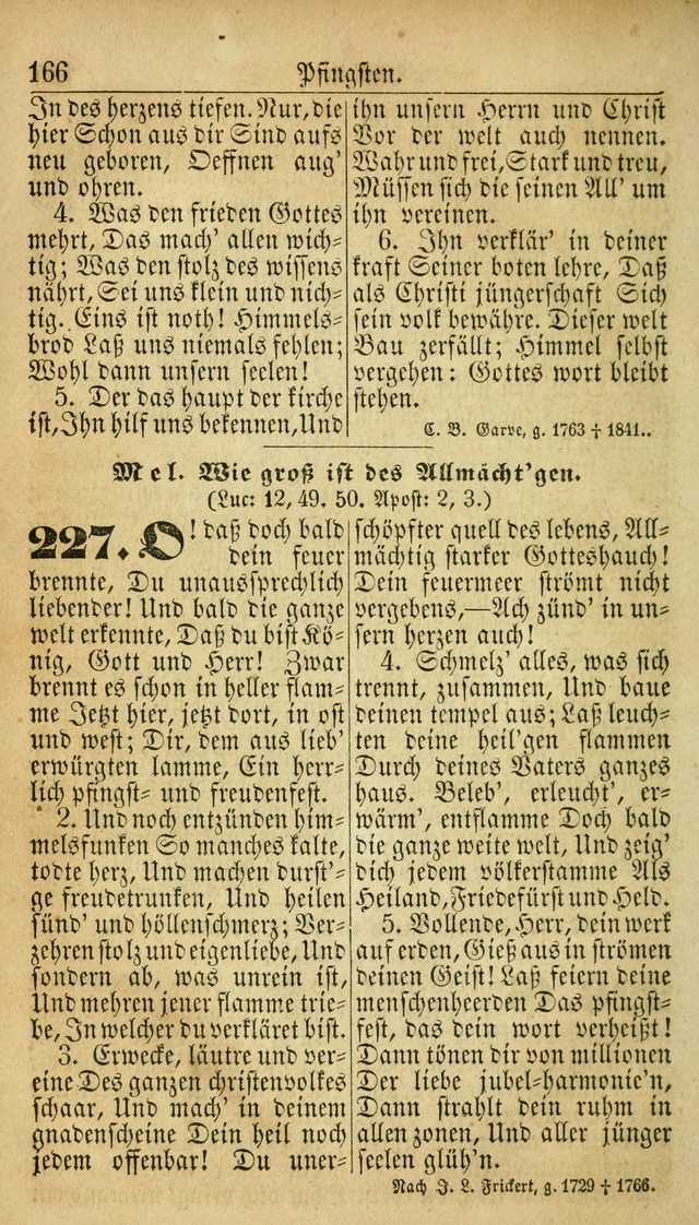 Deutsches Gesangbuch für die Evangelisch-Luterische Kirche in den Vereinigten Staaten: herausgegeben mit kirchlicher Genehmigung  page 166