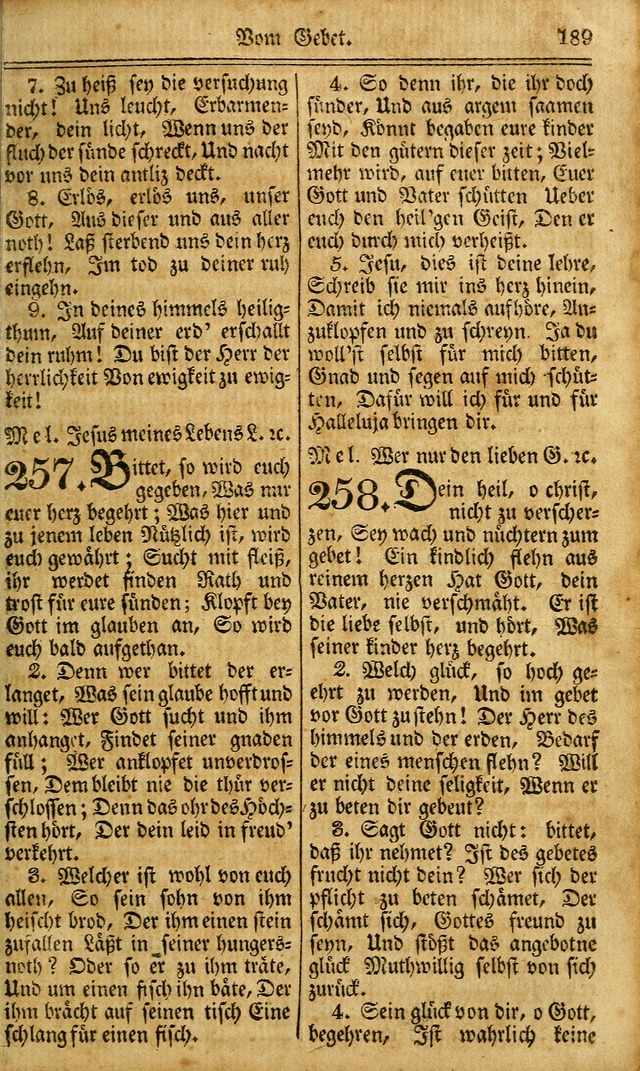 Das Gemeinschaftliche Gesangbuch: zum gottesdienstlichen Gebrauch der Lutherischen und Reformirten Gemeinden in Nord-America. (1st.. Aufl) page 189