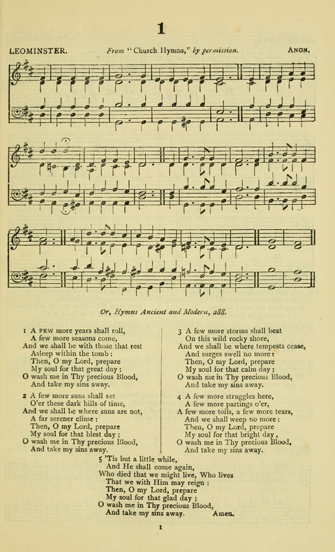 The Durham Mission Tune Book: with supplement, containting one hundred and fifty-nine hymn tunes, chants and litanies for the durham mission hymn-book (2nd ed.) page 1