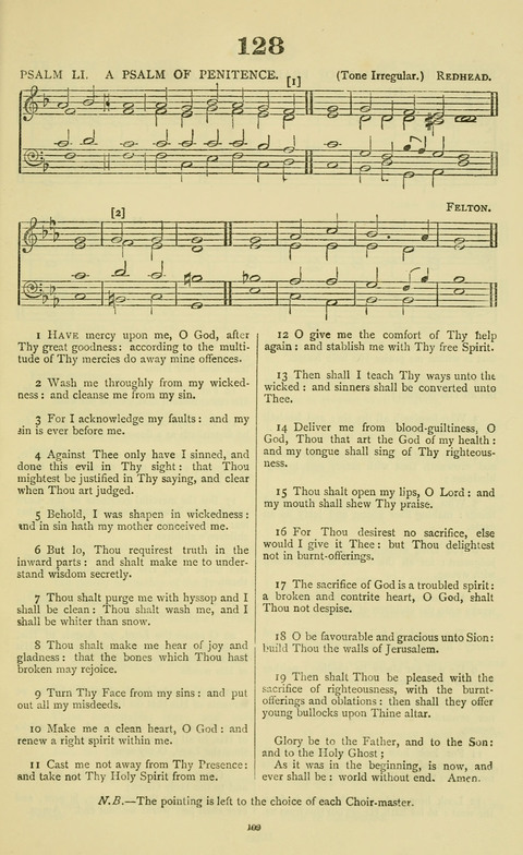The Durham Mission Tune Book: with supplement, containting one hundred and fifty-nine hymn tunes, chants and litanies for the durham mission hymn-book (2nd ed.) page 109