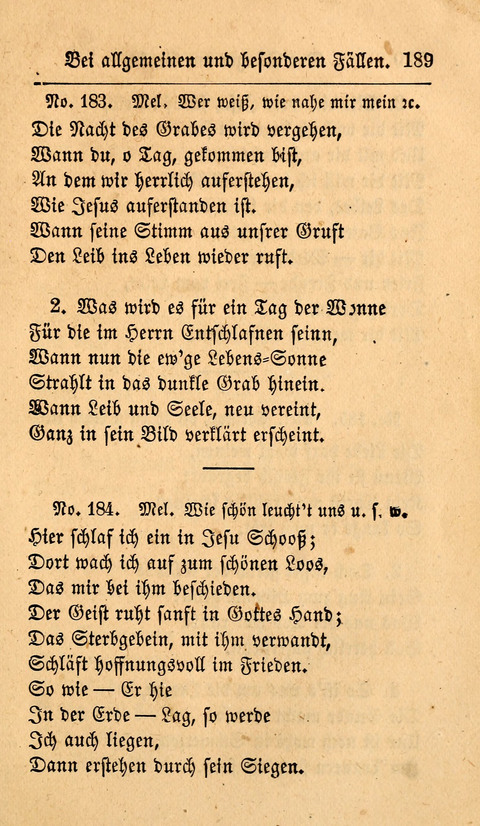 Der Sänger am Grabe: Eine Auswahl Lieder zum Gebrauch bei Leichen-Begängnissen, wie auch Trost-Lieder für Solche, die um geliebte Todte trauern page 185