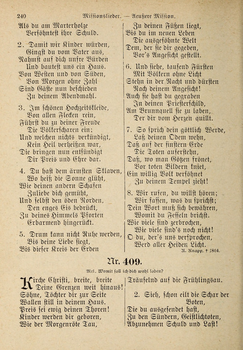 Evangelisches Gesangbuch: für die deutschen Congregational-Gemeinden von Nork-Amerika page 240