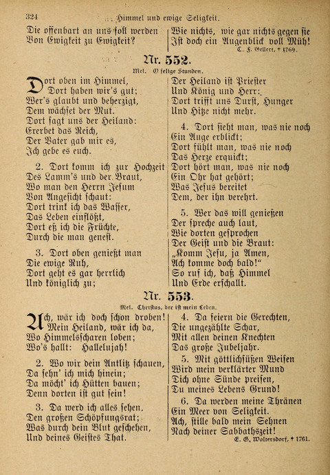 Evangelisches Gesangbuch: für die deutschen Congregational-Gemeinden von Nork-Amerika page 324