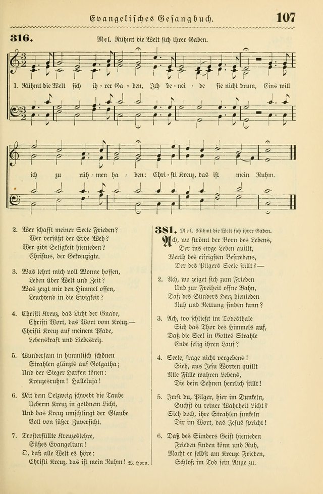 Evangelisches Gesangbuch mit vierstimmigen Melodien: für den öffentlichen und häuslichen Gottesdienst page 107