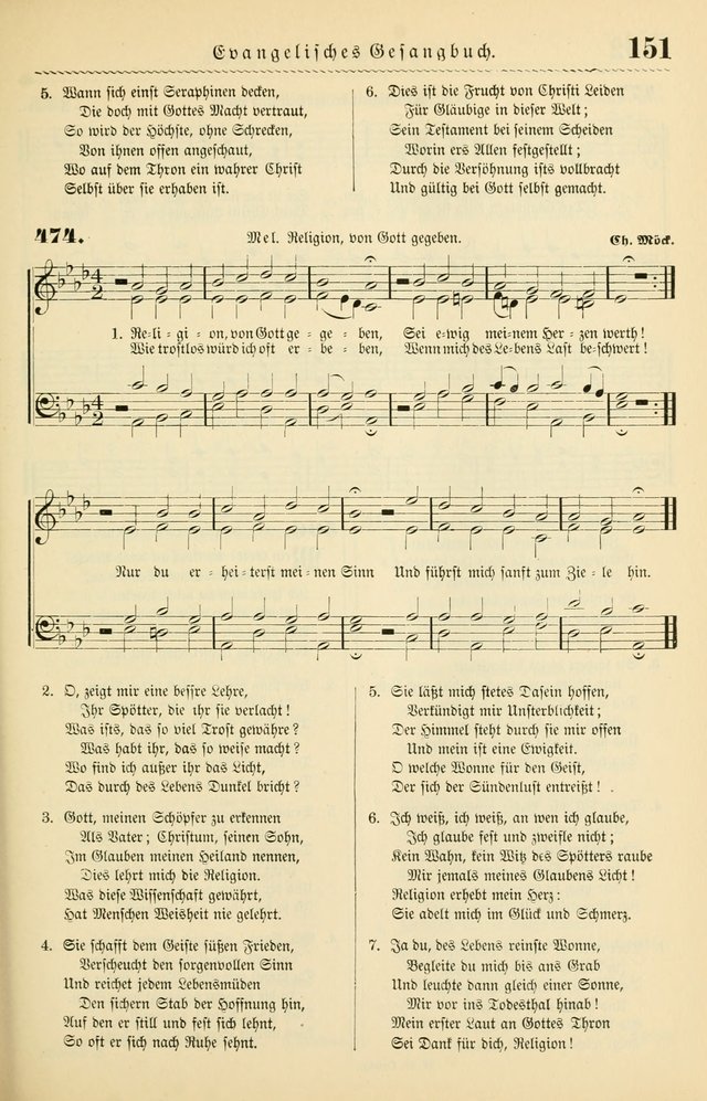 Evangelisches Gesangbuch mit vierstimmigen Melodien: für den öffentlichen und häuslichen Gottesdienst page 151