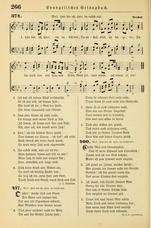 Evangelisches Gesangbuch mit vierstimmigen Melodien: für den öffentlichen und häuslichen Gottesdienst page 266