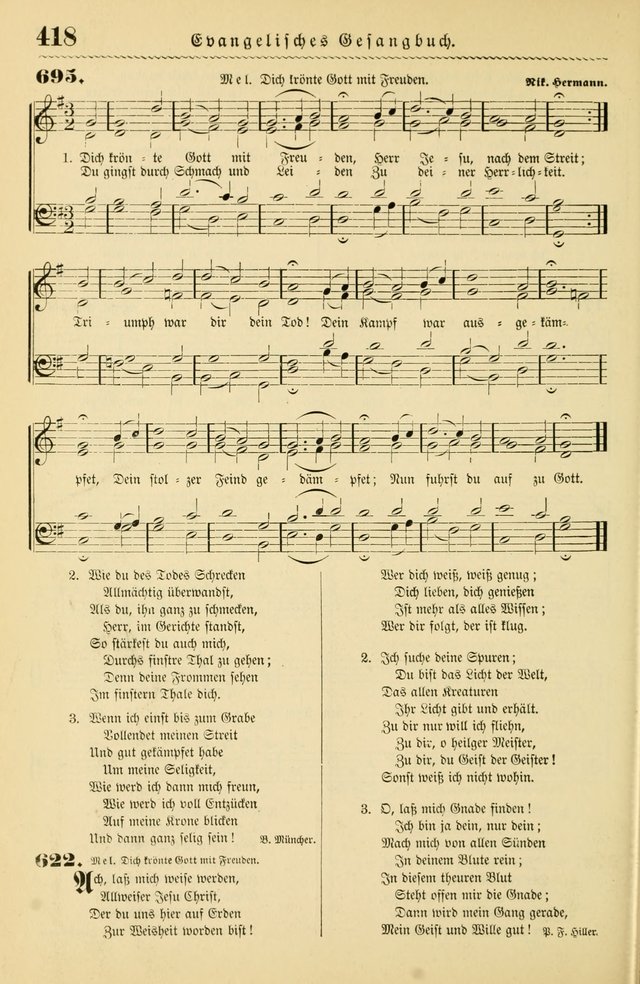 Evangelisches Gesangbuch mit vierstimmigen Melodien: für den öffentlichen und häuslichen Gottesdienst page 418