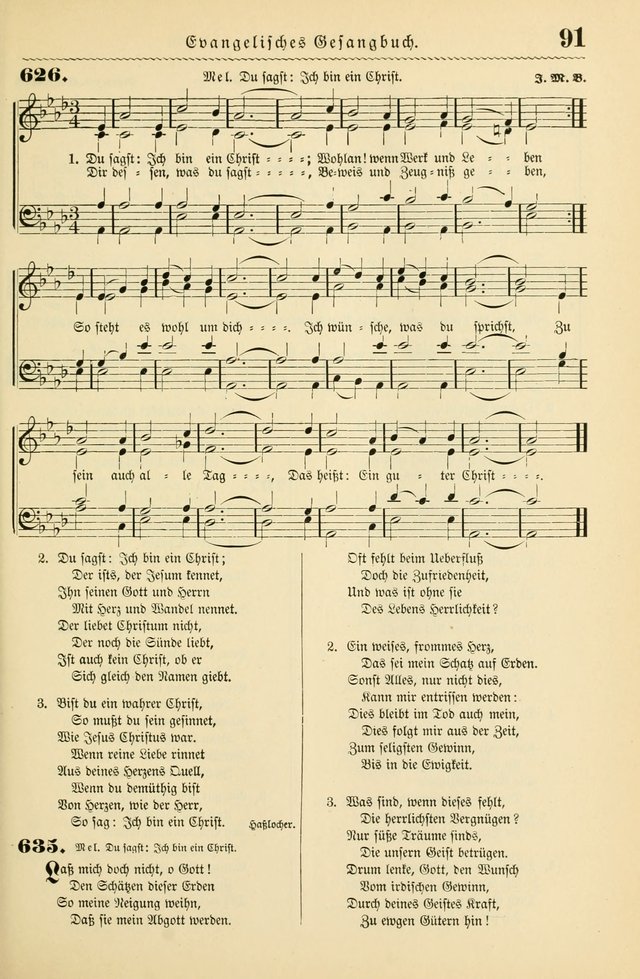Evangelisches Gesangbuch mit vierstimmigen Melodien: für den öffentlichen und häuslichen Gottesdienst page 91