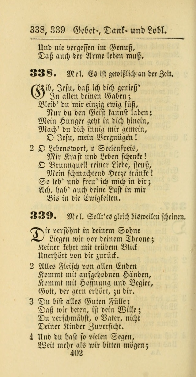 Evangelisches Gesangbuch: oder eine sammlung geistreicher lieder zum gebrauch der Evangelischen Gemeinschaft und aller heilsuchenden seelen page 402