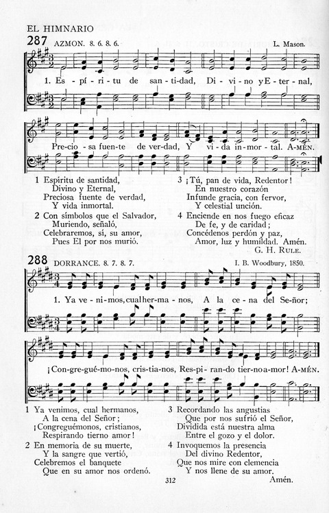 El Himnario para el uso de las Iglesias Evangelicas de Habla Espanola en Todo el Mundo page 312