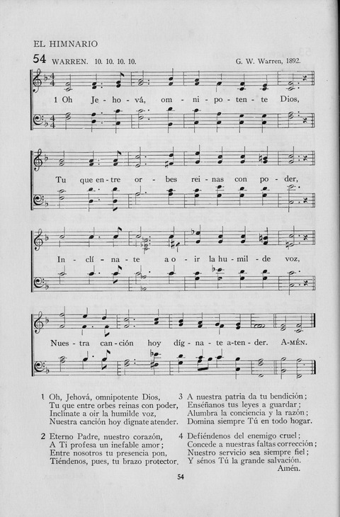 El Himnario para el uso de las Iglesias Evangelicas de Habla Espanola en Todo el Mundo page 54