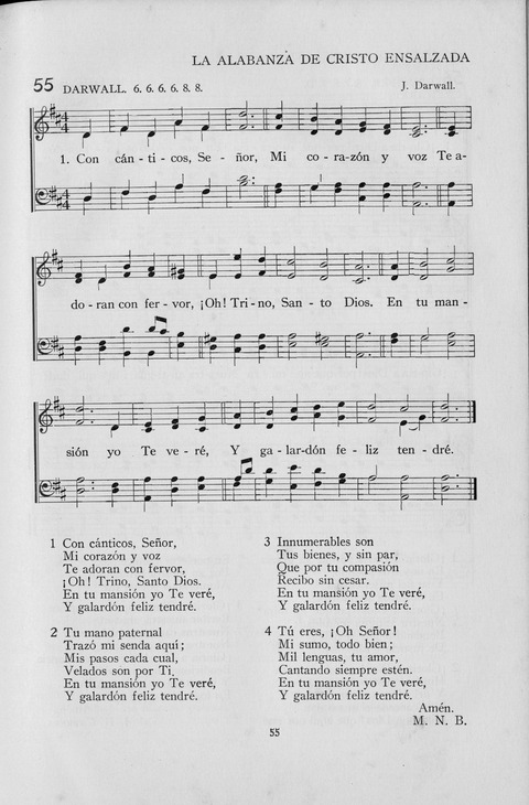 El Himnario para el uso de las Iglesias Evangelicas de Habla Espanola en Todo el Mundo page 55