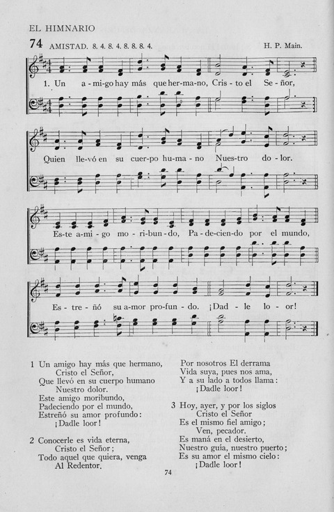 El Himnario para el uso de las Iglesias Evangelicas de Habla Espanola en Todo el Mundo page 74
