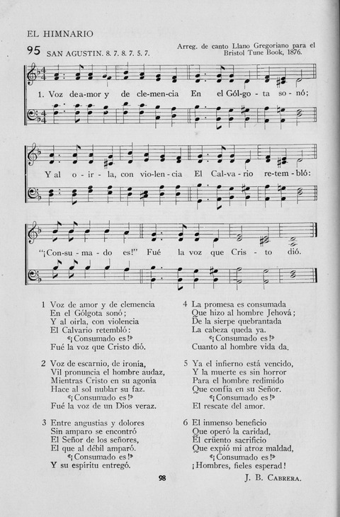 El Himnario para el uso de las Iglesias Evangelicas de Habla Espanola en Todo el Mundo page 98