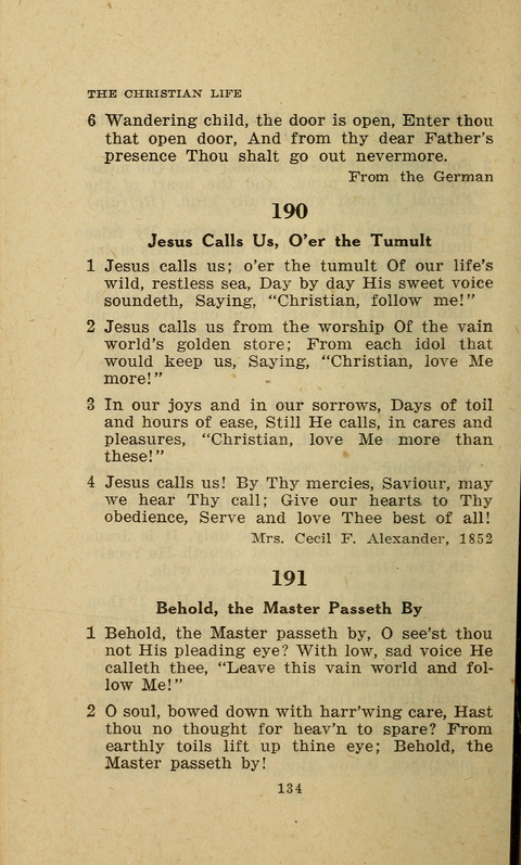 The Evangelical Hymnal. Text edition page 134