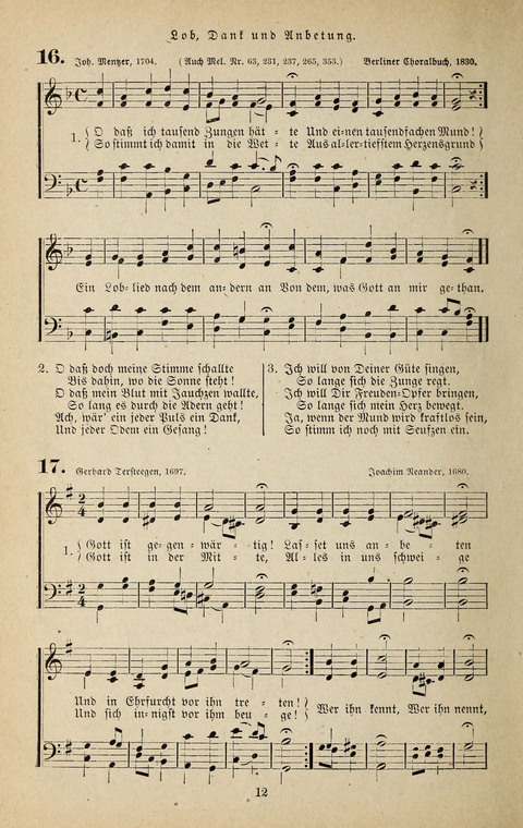 Evangelischer Liederschatz: eine Auswahl der bekanntesten Kernlieder für Sonntags-Schule, Vereine und Gottesdienste (2. Auflage) page 12