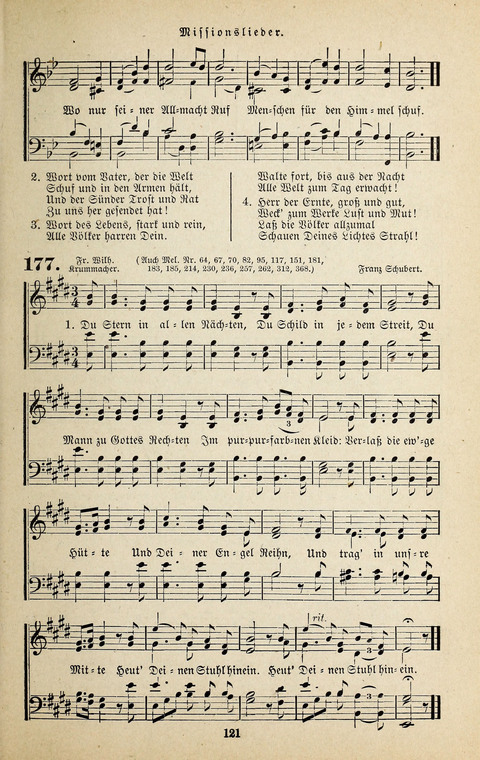 Evangelischer Liederschatz: eine Auswahl der bekanntesten Kernlieder für Sonntags-Schule, Vereine und Gottesdienste (2. Auflage) page 121