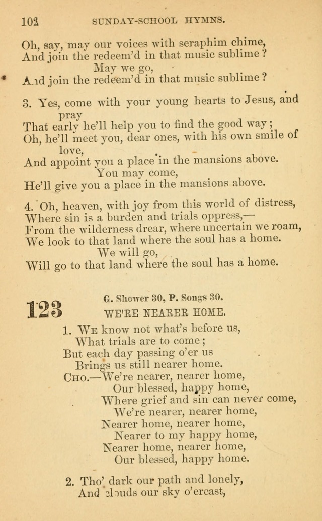 The Eclectic Sabbath School Hymn Book page 102