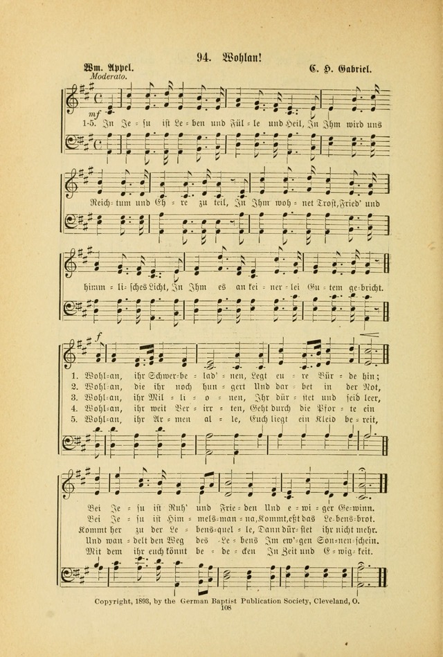 Frohe Lieder und Brüder-Harfe: eine Sammlung von Liedern für Sonntagschulen und Jugendvereine (Spezialle Aufl.) page 108