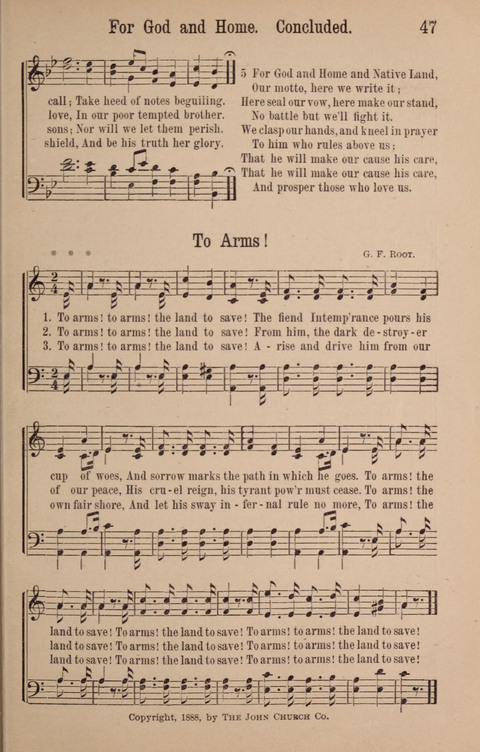 The Glorious Cause: a Collection of Songs, Hymns and Choruses for Earnest Temperance Workers page 47