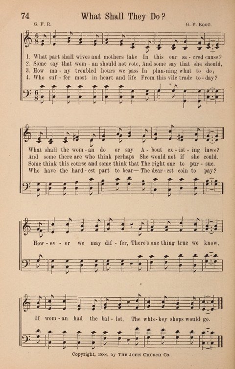The Glorious Cause: a Collection of Songs, Hymns and Choruses for Earnest Temperance Workers page 74